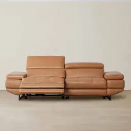 Elena Savannah Brown Leather 3-Seater Electric Recliner