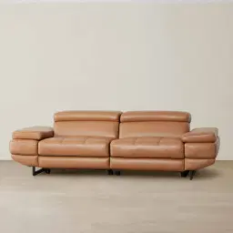 Elena Savannah Brown Leather 3-Seater Electric Recliner