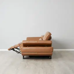 Elena Savannah Brown Leather 3-Seater Electric Recliner