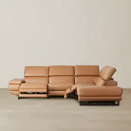 Alessia Savannah Brown Leather Dual Electric Recliner Lounge - Right