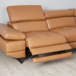 Alessia Savannah Brown Leather Dual Electric Recliner Lounge - Right