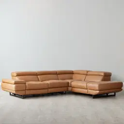 Alessia Savannah Brown Leather Dual Electric Recliner Lounge - Right