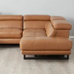 Alessia Savannah Brown Leather Dual Electric Recliner Lounge - Right