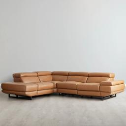 Alessia Savannah Brown Leather Dual Electric Recliner Lounge - Left