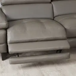 Alessia Warm Stone Grey Leather Dual Electric Recliner Lounge - Right