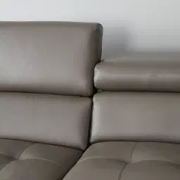 Alessia Warm Stone Grey Leather Dual Electric Recliner Lounge - Right