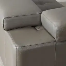 Alessia Warm Stone Grey Leather Dual Electric Recliner Lounge - Left