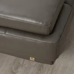 Alessia Warm Stone Grey Leather Dual Electric Recliner Lounge - Left