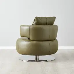Vermont Garden Green Leather Swivel Occasional Chair