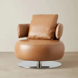 Vermont Savannah Brown Leather Swivel Occasional Chair
