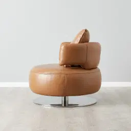 Vermont Savannah Brown Leather Swivel Occasional Chair