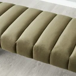 Annika Olive Green Velvet Curved Ottoman