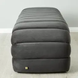 Annika Charcoal Velvet Curved Ottoman