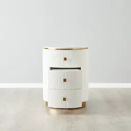 Kennedy White Sintered Stone 3-Drawer Bedside Table