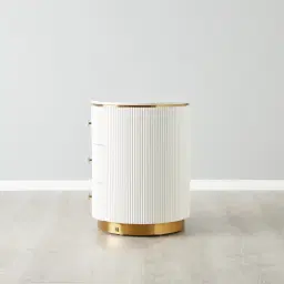 Kennedy White Sintered Stone 3-Drawer Bedside Table