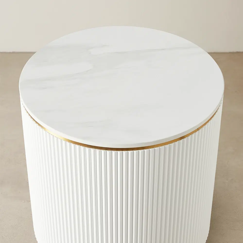 Kennedy White Sintered Stone Side Table
