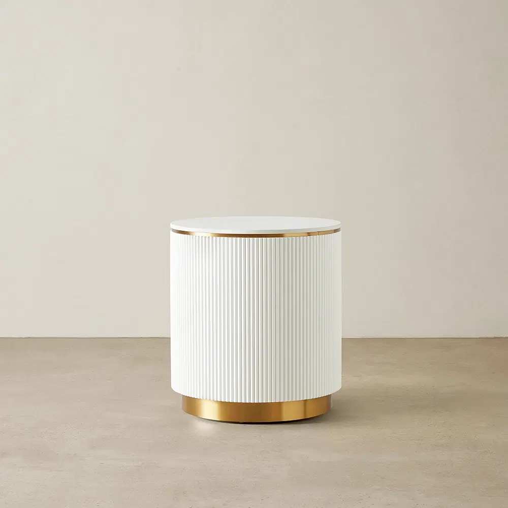 Kennedy White Sintered Stone Side Table