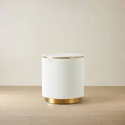 Kennedy White Sintered Stone Side Table