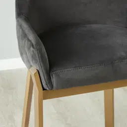 Arya II Charcoal Velvet Dining Chair - Brushed Gold Metal Legs