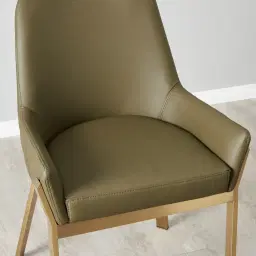 Arya II Sage Green Vegan Leather Dining Chair - Brushed Gold Metal Legs