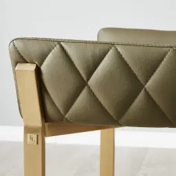 Arya II Sage Green Vegan Leather Dining Chair - Brushed Gold Metal Legs