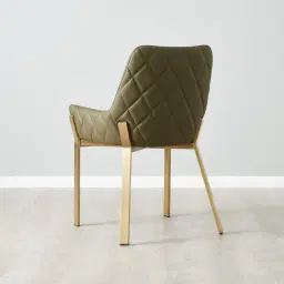 Arya II Sage Green Vegan Leather Dining Chair - Brushed Gold Metal Legs