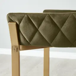 Arya II Olive Green Velvet Dining Chair - Brushed Gold Metal Legs