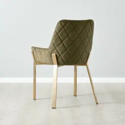 Arya II Olive Green Velvet Dining Chair - Brushed Gold Metal Legs