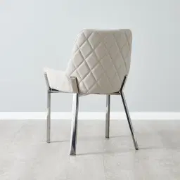 Arya II Glacier Grey Vegan Leather Dining Chair - Black Nickel Metal Legs