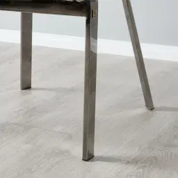 Arya II Glacier Grey Vegan Leather Dining Chair - Black Nickel Metal Legs