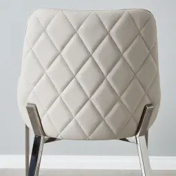 Arya II Glacier Grey Vegan Leather Dining Chair - Black Nickel Metal Legs