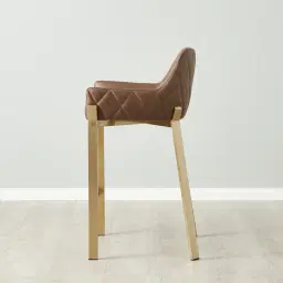 Arya II Tuscan Brown Vegan Leather 67cm Counter Stool - Brushed Gold Metal Legs