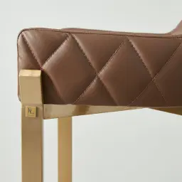Arya II Tuscan Brown Vegan Leather 67cm Counter Stool - Brushed Gold Metal Legs