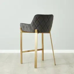 Arya II Charcoal Velvet 67cm Counter Stool - Brushed Gold Metal Legs