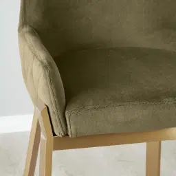 Arya II Olive Green Velvet 67cm Counter Stool - Brushed Gold Metal Legs