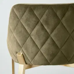 Arya II Olive Green Velvet 67cm Counter Stool - Brushed Gold Metal Legs