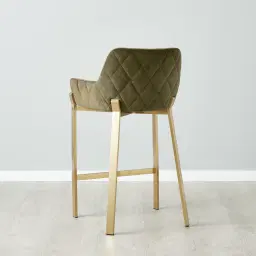 Arya II Olive Green Velvet 67cm Counter Stool - Brushed Gold Metal Legs