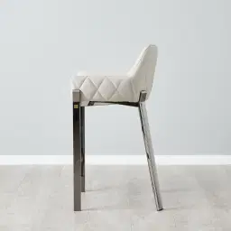 Arya II Glacier Grey Vegan Leather 67cm Counter Stool - Black Nickel Metal Legs