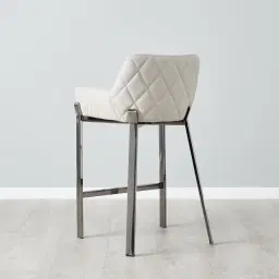 Arya II Glacier Grey Vegan Leather 67cm Counter Stool - Black Nickel Metal Legs
