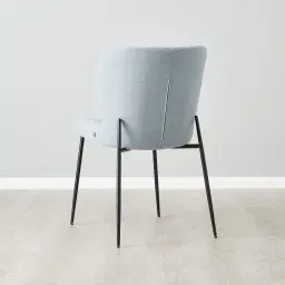 Hailey Light Blue Woven Fabric Dining Chair - Black Metal Legs