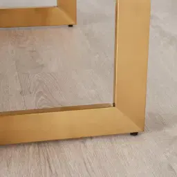 Dianne White Grey-Streaked Sintered Stone Coffee Table - Brushed Gold Stainless Steel Frame