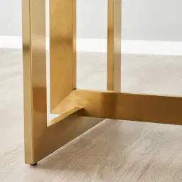 Dianne White Grey-Streaked Sintered Stone Side Table - Brushed Gold Stainless Steel Frame