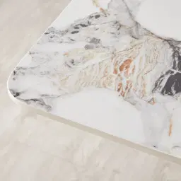 Marbella Cold Calacatta White Sintered Stone Dining Table - Brushed Gold Frame