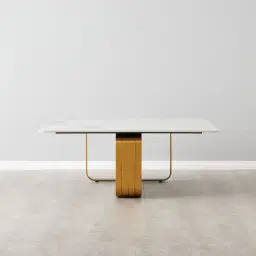 Marbella Cold Calacatta White Sintered Stone Coffee Table - Brushed Gold Frame