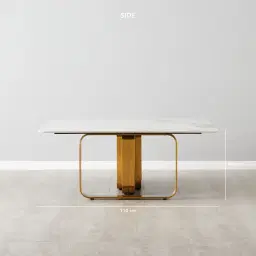 Marbella Cold Calacatta White Sintered Stone Coffee Table - Brushed Gold Frame