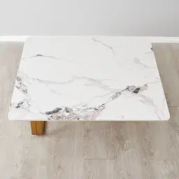 Marbella Cold Calacatta White Sintered Stone Coffee Table - Brushed Gold Frame