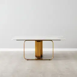 Marbella Cold Calacatta White Sintered Stone Coffee Table - Brushed Gold Frame