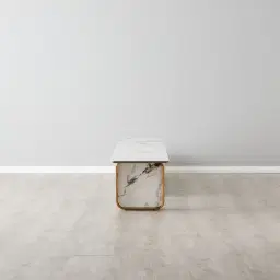 Marbella Cold Calacatta White Sintered Stone Entertainment Unit - Brushed Gold Frame