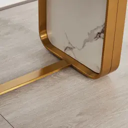 Marbella Cold Calacatta White Sintered Stone Entertainment Unit - Brushed Gold Frame