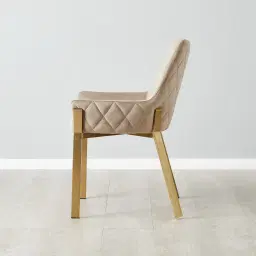 Arya II Beige Velvet Dining Chair - Brushed Gold Metal Legs